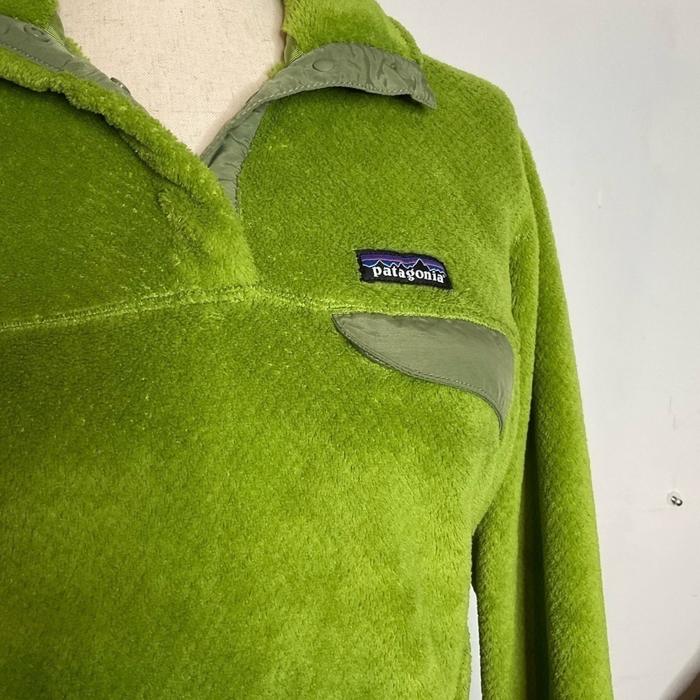 Patagonia Lime Green Re-Tool Snap-T Fleece Kangaroo Pocket Pullover Size Small